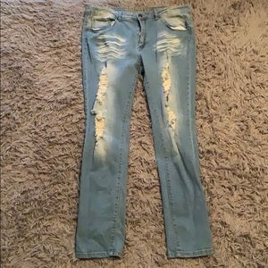 Distressed Blue Jeans